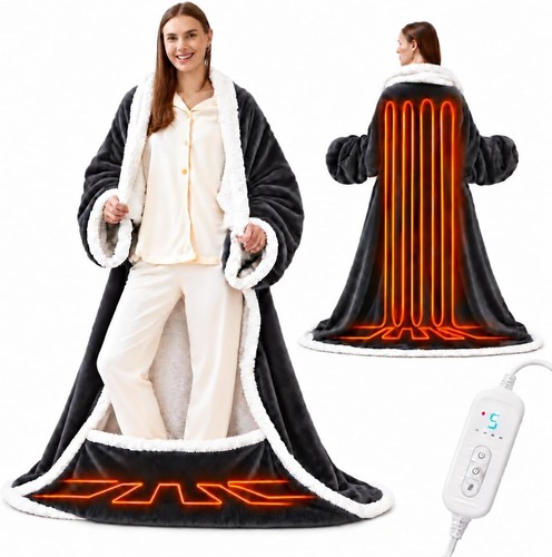 Wearable heated blanket with - heated,